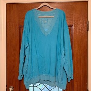 Aerie Blue V-Neck Sweatshirt xxl
